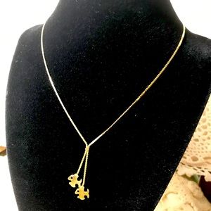 14KT solid gold vintage Y style 1970’s dangle drop fish necklace
